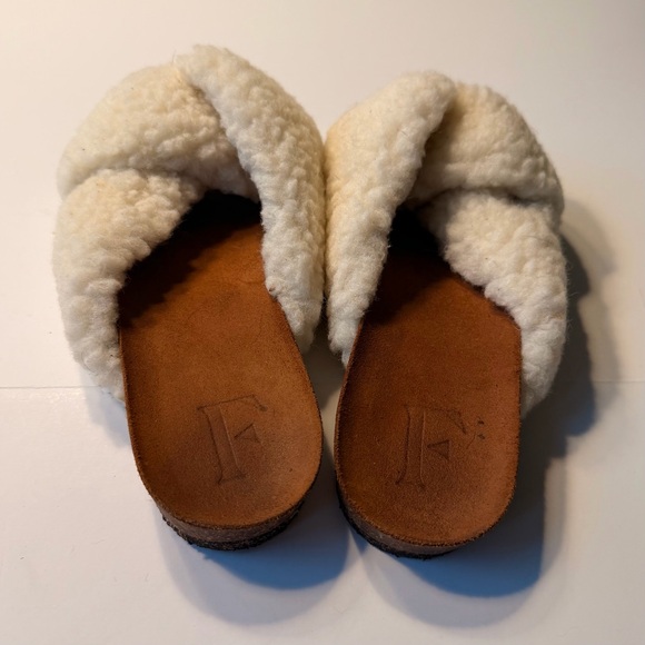 FLATTERED- Lou Teddy Cozy Shearling Slide Sandals in Cream - Picture 4 of 7